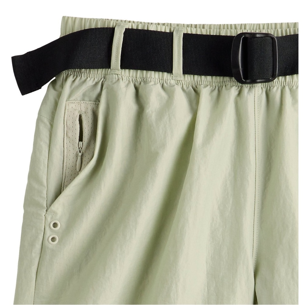 NWT FLX Buckle-Front Twill Woven Active Shorts High Rise Relaxed Green XS, M, XL - Picture 3 of 5